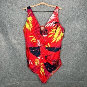 NWT Swim by Cacique Tropical Red One Piece‎ Swimsuit- Sz 28